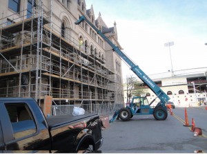 Two trucks helping with church restoration project in Buffalo, NY