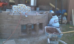 Masonry restoration project in process